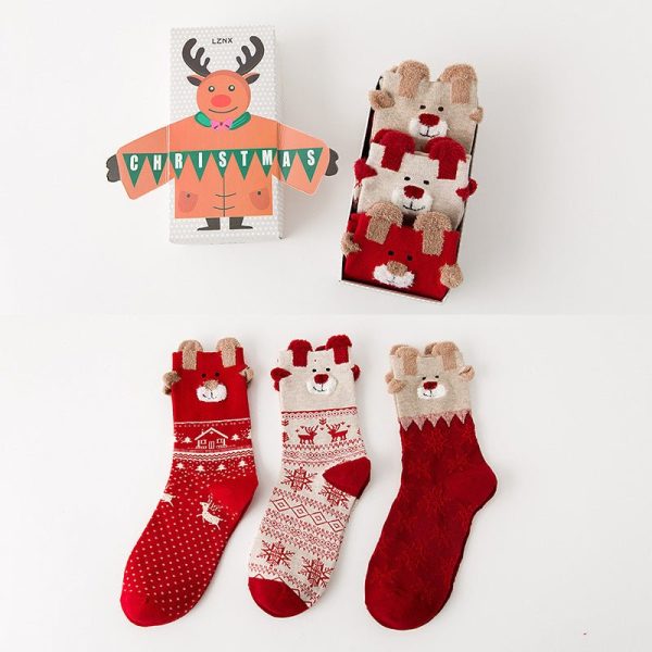 Cute Coral Fleece Christmas Socks Thickened Warm Home Floor Socks