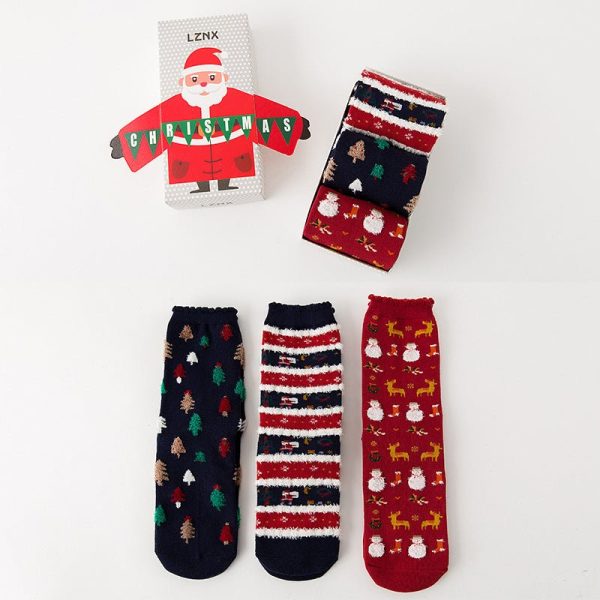 Cute Coral Fleece Christmas Socks Thickened Warm Home Floor Socks