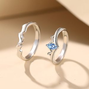 Fashion Blue Diamond Crown Ring