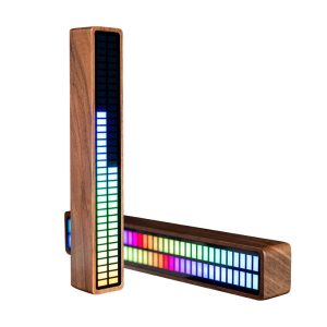 Double Row Rhythm Lights Black-Walnut Bluetooth Speaker