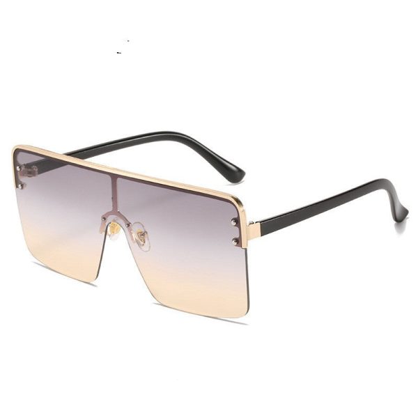 Fashion Big Frame Metal Gradient Color All-In-One Sunglasses