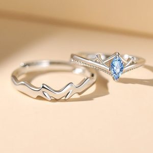 Fashion Blue Diamond Crown Ring