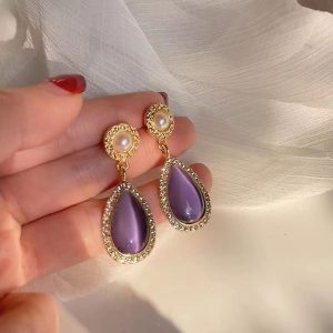 Vintage Purple Gemstone Earrings