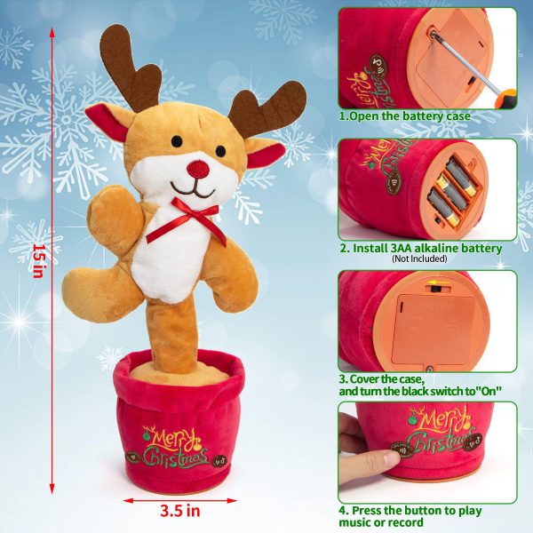 Dancing Christmas Toys Funny Tree Repeat Talking Electronic Plush Toys Can Sing Record Lighten Funny Gift