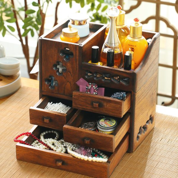 Wooden Retro Cosmetic Organizer Storage Box