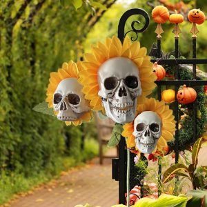 Halloween Sunflower Skull Head Garden Decoration