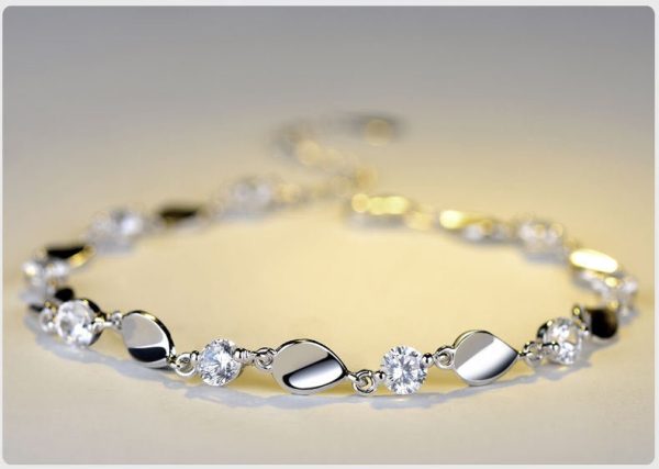 Diamond-Encrusted 925 Sterling Silver Bracelet