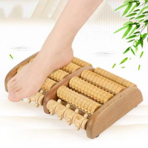 Dual Wooden Foot Massager Roller Relieves Plantar Fasciitis Heel Arch Pain Stress