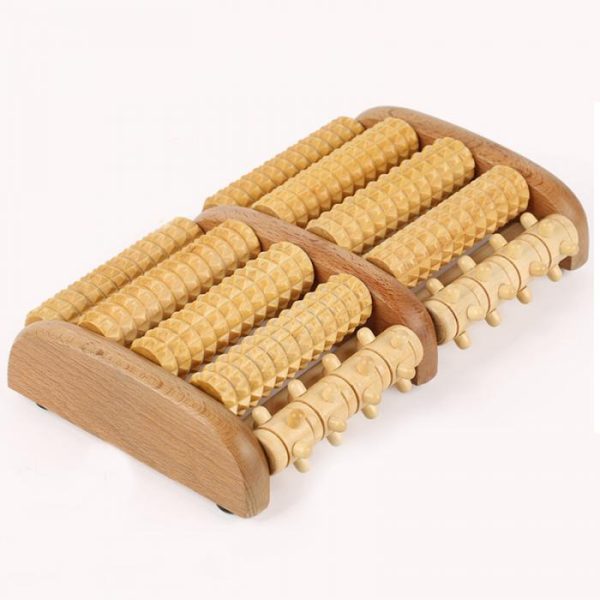 Dual Wooden Foot Massager Roller Relieves Plantar Fasciitis Heel Arch Pain Stress