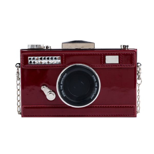 Camera Shaped Leather Glossy Single Shoulder Crossbody Bag