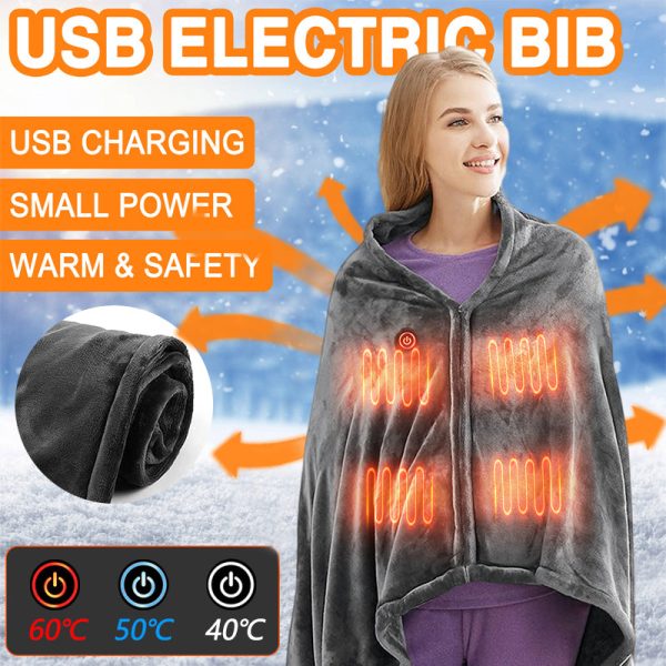 Usb Electric Heated Plush Blanket Shawl