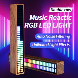 Double Row Rhythm Lights Black-Walnut Bluetooth Speaker