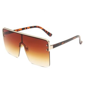 Fashion Big Frame Metal Gradient Color All-In-One Sunglasses