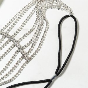 Five Rows Of Diamonds Rhinestone Elastic Headband