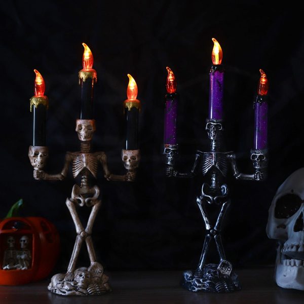 Skellight Halloween Skeleton Candlestick With Led Lights | 1 1 (2Pcs)