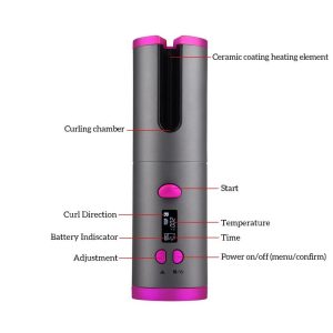 Cordless Auto Rotating Hair Curler Led