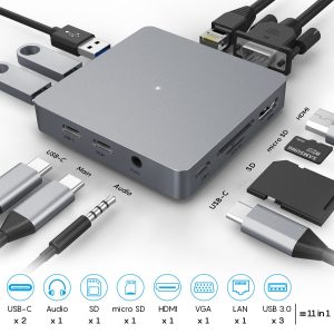 Eleven In One Type-C Docking Station Usb-C Hub Expansion Hdmi Vga Rj45 Usb 3.0