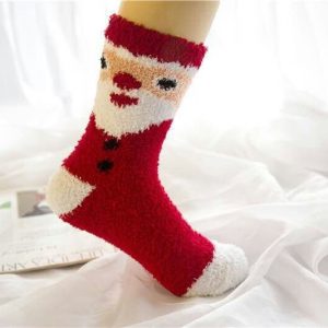 Elk Elderly Half Fleece Christmas Socks