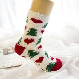 Elk Elderly Half Fleece Christmas Socks