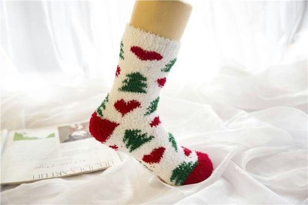 Elk Elderly Half Fleece Christmas Socks