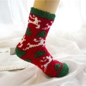 Elk Elderly Half Fleece Christmas Socks