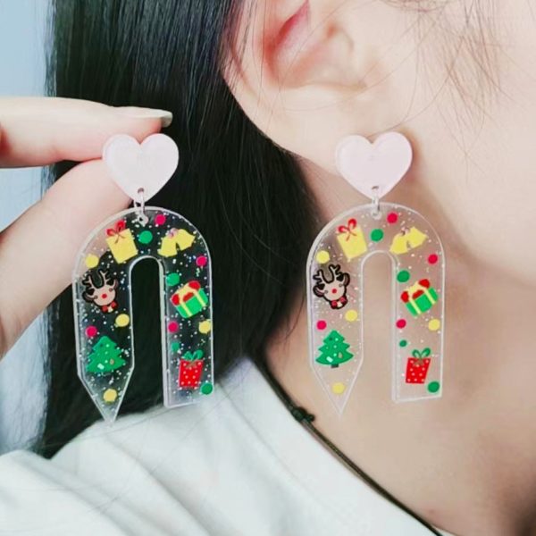 Christmas Ear Stud Elk Snowflake Crutch