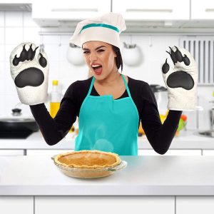 Baking Oven Gloves Microwave Heat Insulation Gloves Cotton Silicone Insulated Mittens