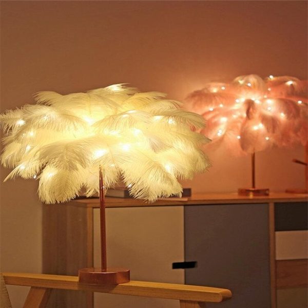 Feather Lamp Nordic Desk Lamp Bedroom Bedside Feather Table Lamp Night Light Table Lamp Decoration Modern