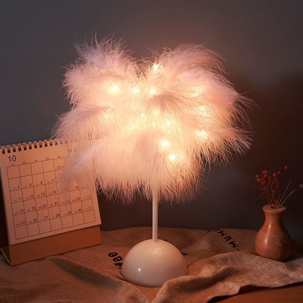 Feather Lamp Nordic Desk Lamp Bedroom Bedside Feather Table Lamp Night Light Table Lamp Decoration Modern