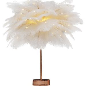 Feather Lamp Nordic Desk Lamp Bedroom Bedside Feather Table Lamp Night Light Table Lamp Decoration Modern