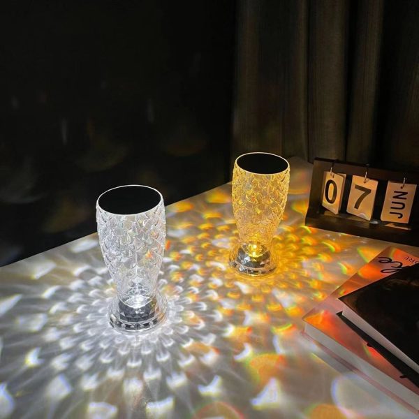 Fish Scale Lamp With Usb Port Led Rechargeable Touch Crystal Lamp For Bedroom Living Room Home Party Lights