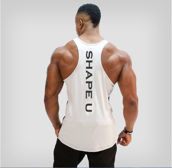 Fitness U-Collar Contrast Color Sports Tank Top Breathable Running Training Muscle Shirt