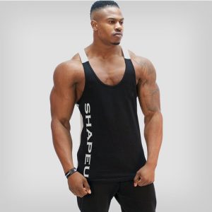 Fitness U-Collar Contrast Color Sports Tank Top Breathable Running Training Muscle Shirt