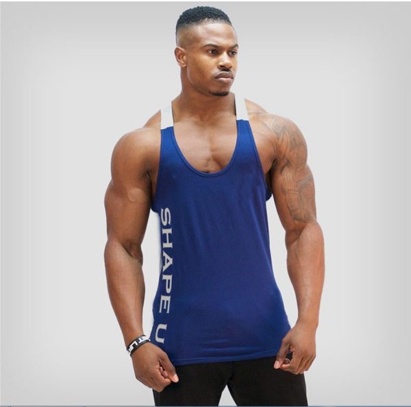 Fitness U-Collar Contrast Color Sports Tank Top Breathable Running Training Muscle Shirt