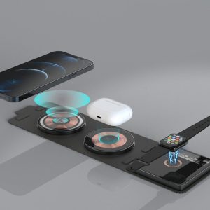 Foldable Magnetic Transparent Three In One Wireless Charging Mobile Phone