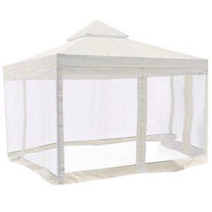 10X10 Ft Gazebo Top Replacement With Netting Ivory