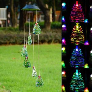 Christmas Tree Solar Led Light Wind Chime Decor Lighting