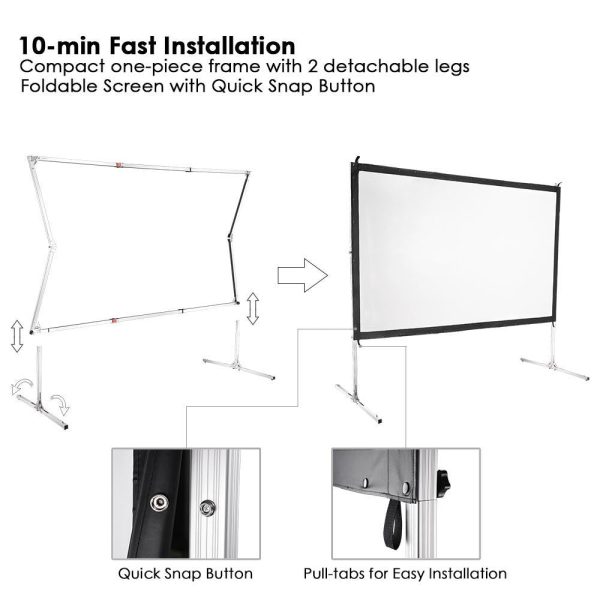 135 16:9 Portable Outdoor Projector Screen W/ Frame Freestanding Bag