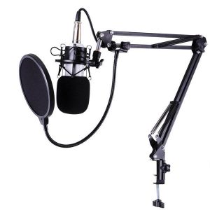 Condenser Microphone Kit W/ Arm Stand Shock Mount Pop Filter