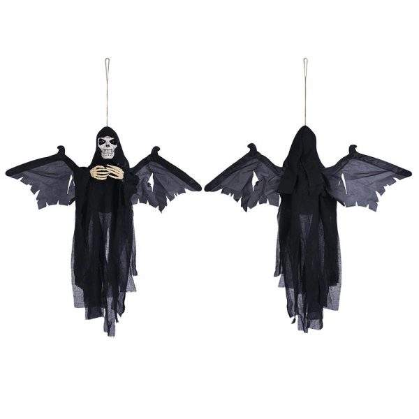 22X4X20In Light Up Sound Activated Animated Skeleton Props W/ Wings