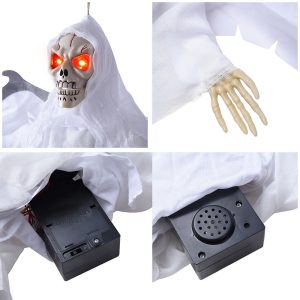 22X4X20In Light Up Sound Activated Animated Skeleton Props W/ Wings