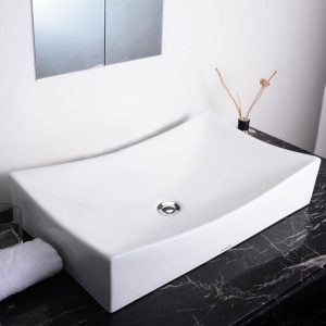 Aquaterior Rectangular Porcelain Sink With Popup Drain 26X16