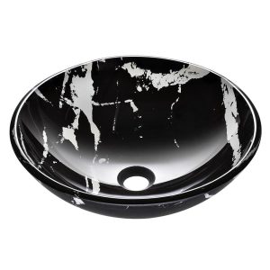 Aquaterior Black Vessel Sink Tempered Glass 16.5