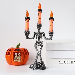 Skellight Halloween Skeleton Candlestick With Led Lights | 1 1 (2Pcs)