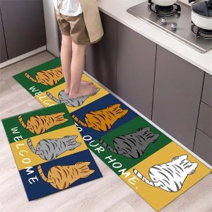 Cute Cartoon Cat Pattern Kitchen Living Room Carpet