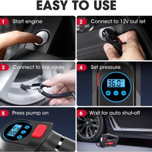 Portable Tire Air Pump With Led Light