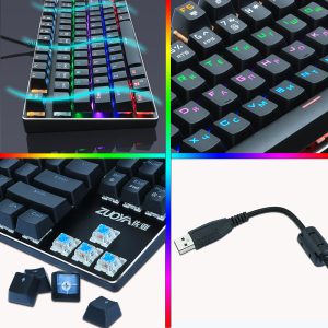 Rainbow Rgb Mechanical Gaming Keyboard For Pc