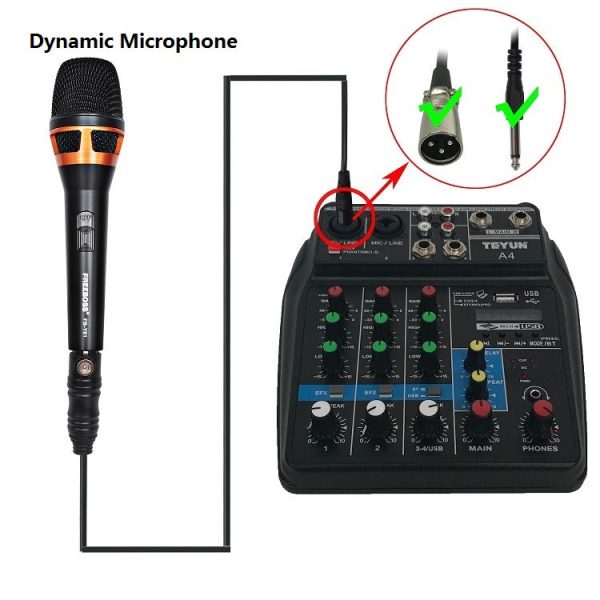 Small Audio Sound Digital Microphone Mixer 48V