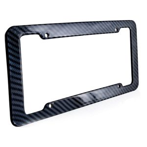 Premium Carbon Fiber Black Vehicle License Plate Holder Frame