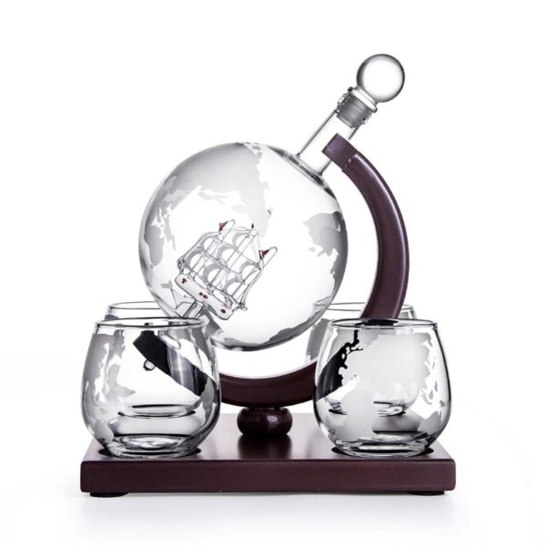 Ultimate Globe Whiskey Decanter Set With 4 Glasses